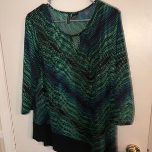 Green and Black Dressy Tunic Shirt/Top